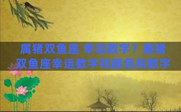 属猪双鱼座 幸运数字？属猪双鱼座幸运数字和颜色和数字